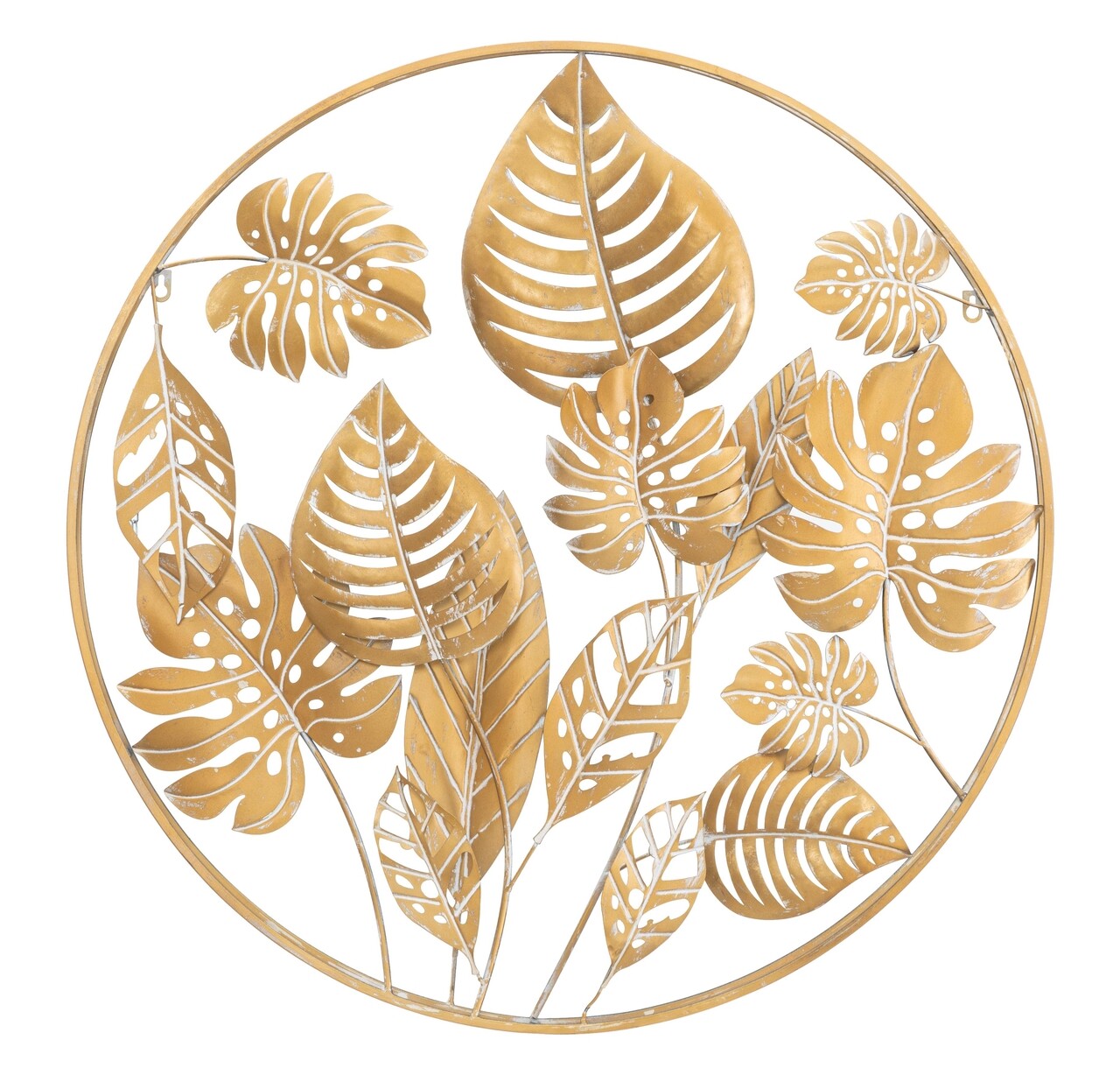 Decoratiune de perete Jungle Round, Mauro Ferretti, Ø 80 cm, fier, auriu - imagine 7